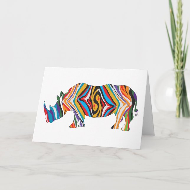 Rhinoceros Psychedelic Zebra Thank You Card (Front)
