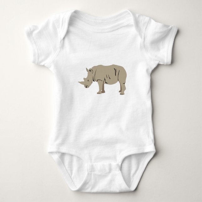 Rhinoceros Rhino Illustration Baby Bodysuit (Front)