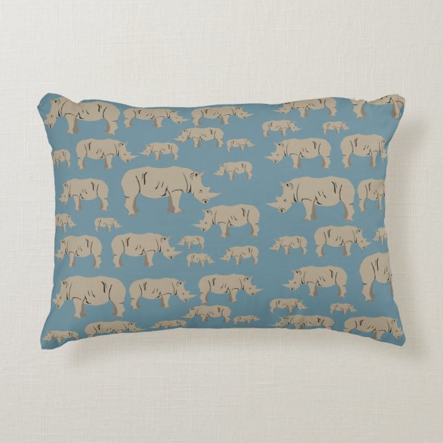 Rhinoceros Rhino Illustration Pattern   Accent Pillow (Front)