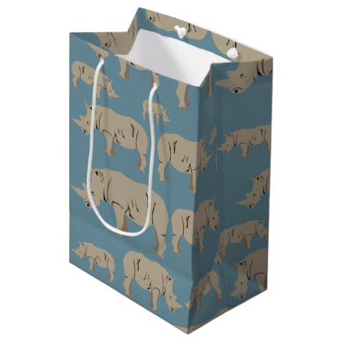 Rhinoceros Rhino Illustration Pattern  Medium Gift Bag