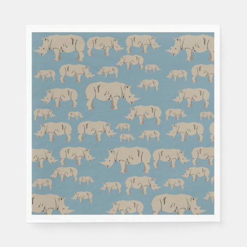 Rhinoceros Rhino Illustration Pattern Napkins