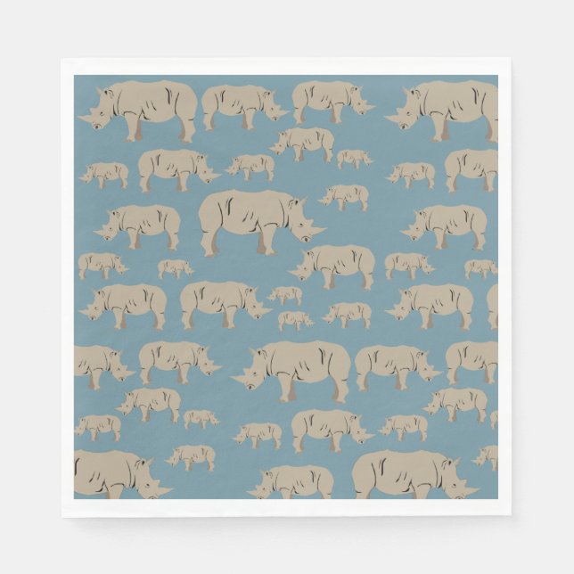 Rhinoceros Rhino Illustration Pattern Napkins (Front)