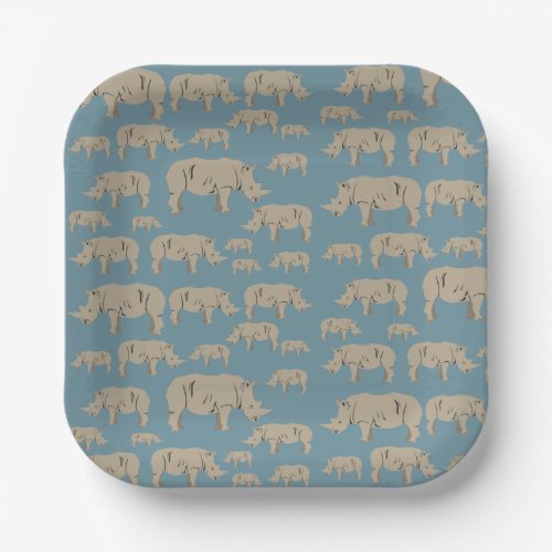 Rhinoceros Rhino Illustration Pattern   Paper Plates