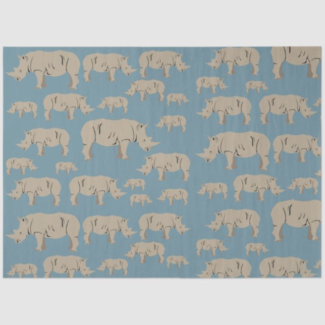Rhinoceros Rhino Illustration Pattern  Tissue Paper (Front)
