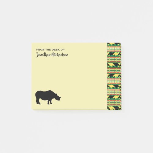 Rhinoceros Safari Weave Pattern Personalized Post_it Notes