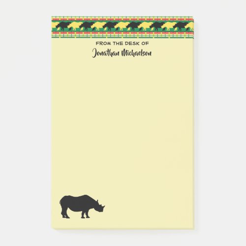 Rhinoceros Safari Weave Pattern Personalized Post_it Notes