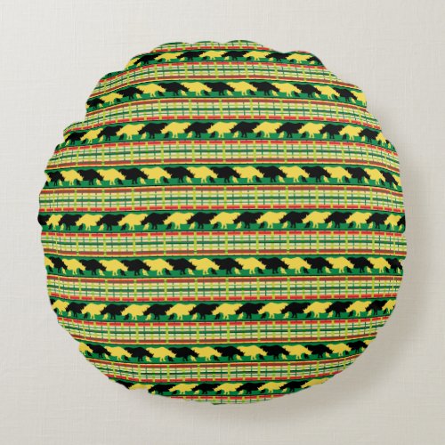 Rhinoceros Safari Weave Pattern Round Pillow