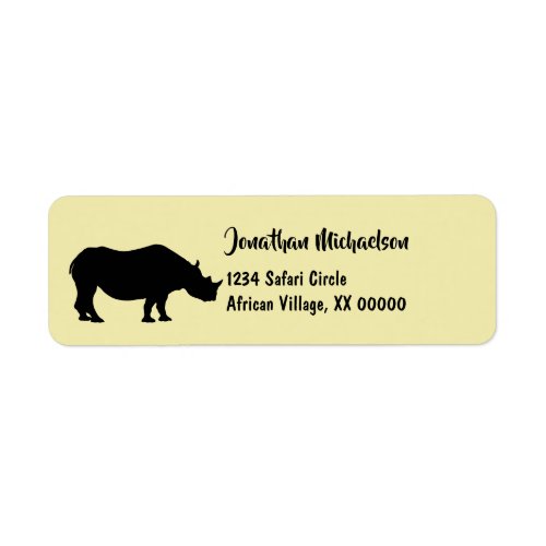 Rhinoceros Silhouette Personalized Label
