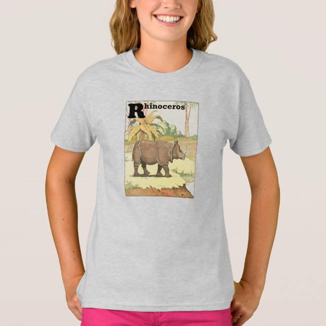Rhinoceros Story Book Alphabet T-Shirt (Front)