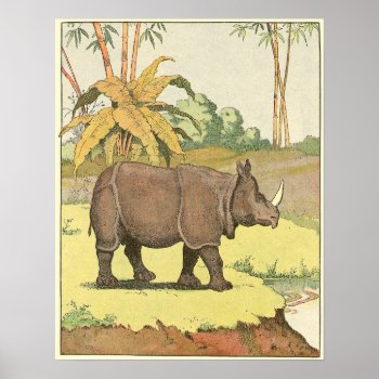 Rhinoceros Story Book Illustrated Poster by kidslife at Zazzle