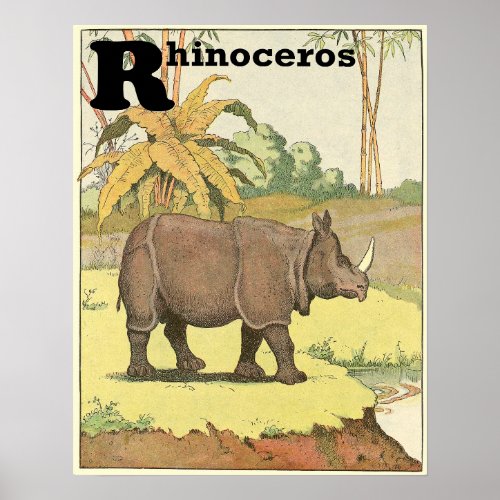 Rhinoceros Storybook Alphabet Poster