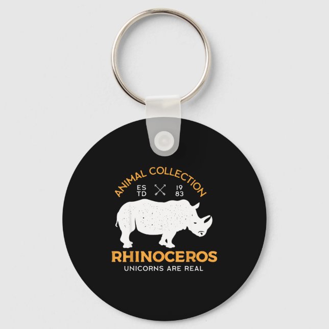 Rhinoceros Unicorns Are Real Funny Animal  Keychain (Front)