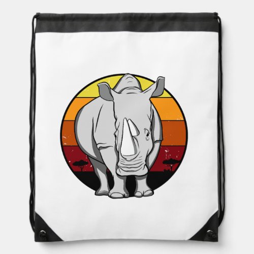 Rhinoceros vintage design drawstring bag