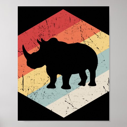 Rhinoceros Vintage Rhino Retro Poster