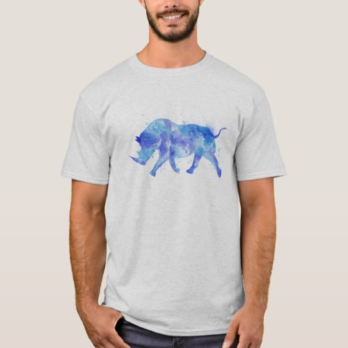 Rhinoceros Watercolors Loose Illustration T_Shirt
