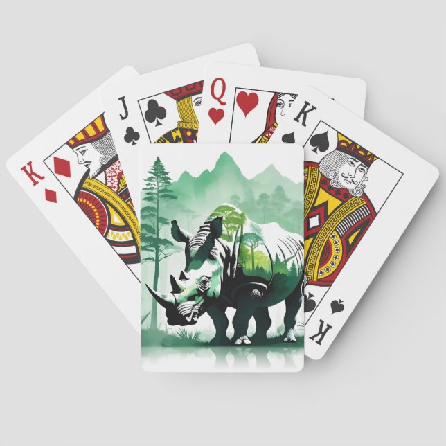Rhinoceros Wildlife Animal Nature Forest Mountain  Poker Cards (Back)