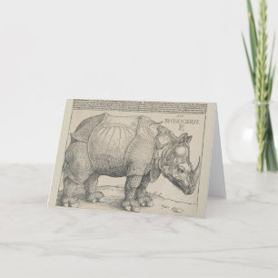 Rhinoceros, Woodcut by Albrecht Durer Card