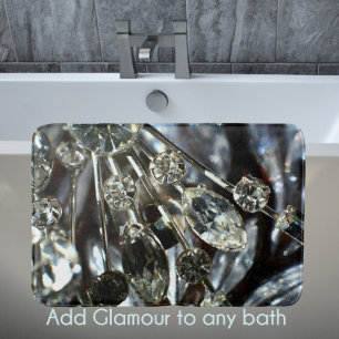 Rhistone Art Deco Vintage Elegant Gray Black Bath Mat