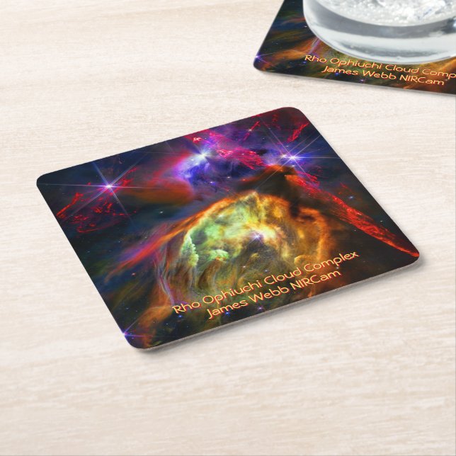 Rho Ophiuchi Cloud Complex - James Webb NIRCam Square Paper Coaster (Angled)