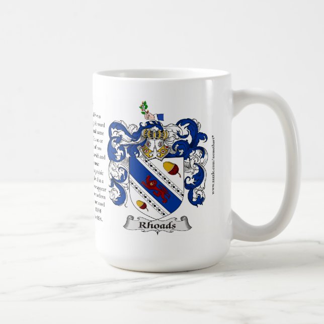 Rhoads, the Origin, the Meaning and the Crest Coffee Mug (Right)