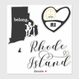 Rhode Island, 3 Designs, Love RI, Die Cut Sticker