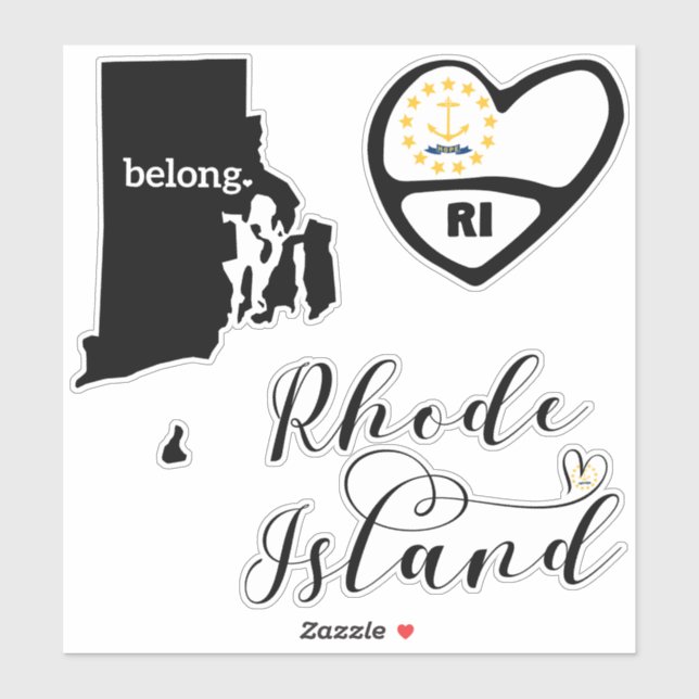 Rhode Island, 3 Designs, Love RI, Die Cut Sticker (Sheet)