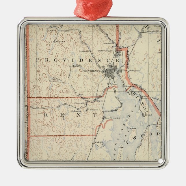 Rhode Island atlas 2 Metal Ornament (Front)