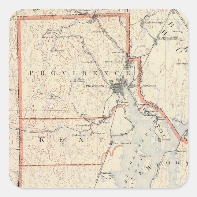 Rhode Island atlas 2 Square Sticker (Front)