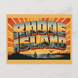 Rhode Island Bay Lighthouse Forest Art Postcard