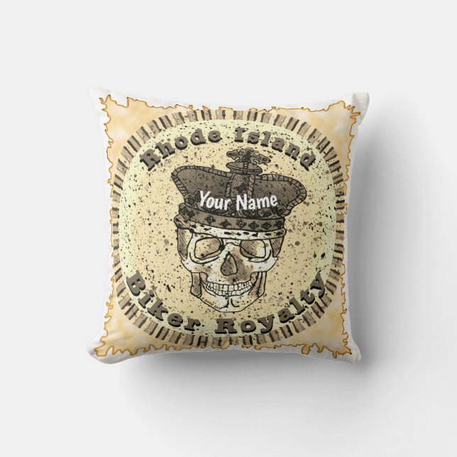 Rhode Island Biker  Throw Pillow (Front)