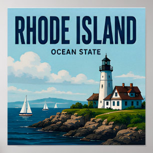 Rhode Island Capitol Harbor Ocean State Poster