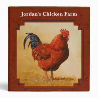 Rhode Island Chicken Red Background Binder
