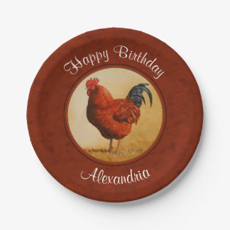 Rhode Island Chicken Red Background Paper Plates