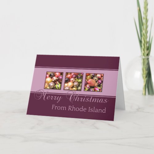 Rhode Island Christmas Card with ornaments