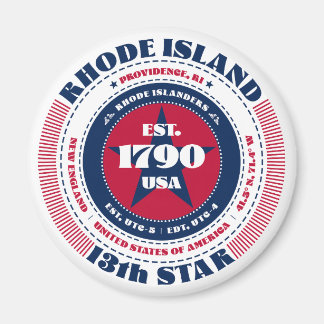 Rhode Island Circle Typography Souvenir Magnet