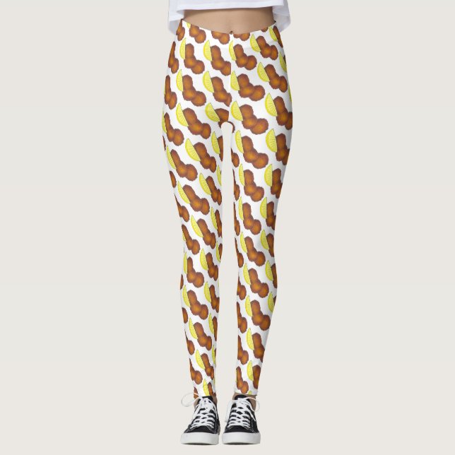 Rhode Island Clam Cakes Fried Clamcakes Seafood RI Leggings (Front)