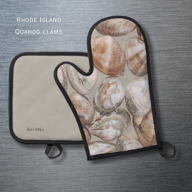 Rhode Island Clams Oven Mitt and Pot Holders Oven Mitt & Pot Holder Set (Represent Rhode Island with their signature Quahog Clams!! )