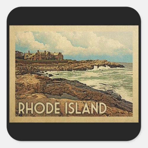 Rhode Island Coast Vintage Travel Square Sticker