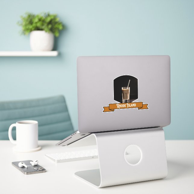 Rhode Island Coffee Milk Sticker (Laptop On Desk)