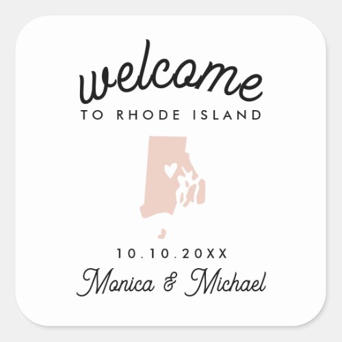 RHODE ISLAND  Destination Wedding ANY COLOR Square Sticker