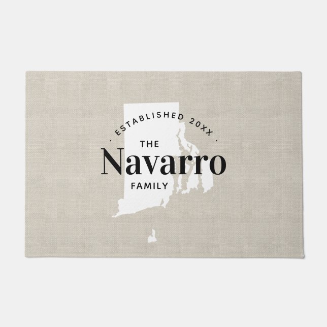 Rhode Island Family Monogram State Doormat (Front)