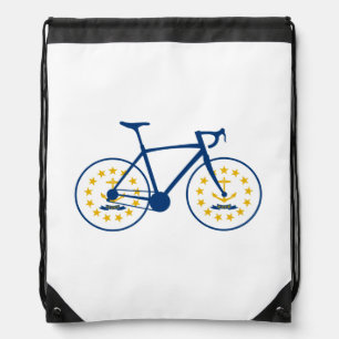 Rhode Island Flag Cycling Drawstring Bag