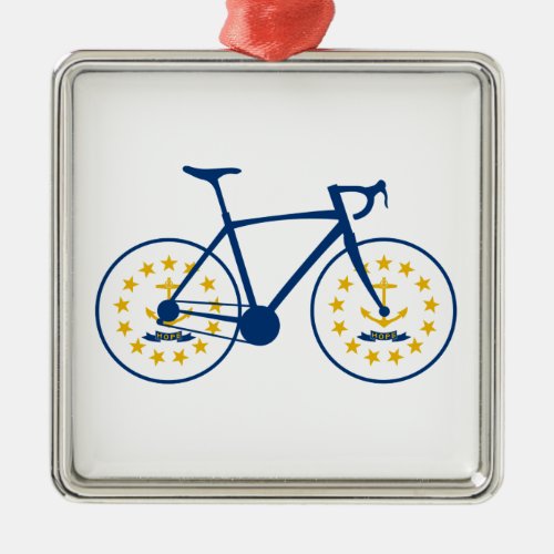 Rhode Island Flag Cycling Metal Ornament