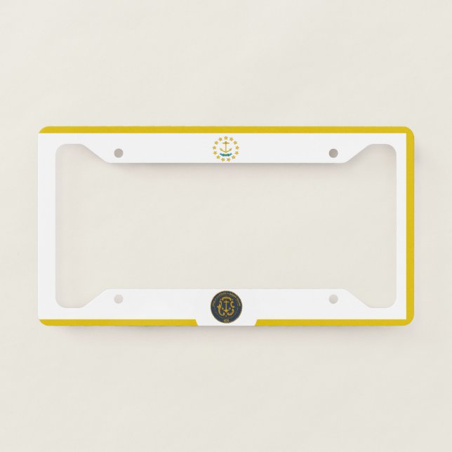 Rhode Island flag-seal License Plate Frame (Front)
