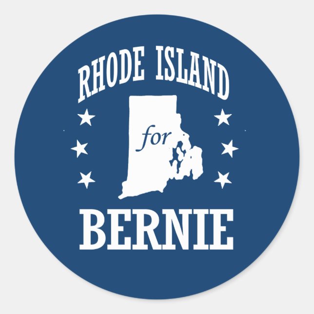 RHODE ISLAND FOR BERNIE SANDERS CLASSIC ROUND STICKER (Front)
