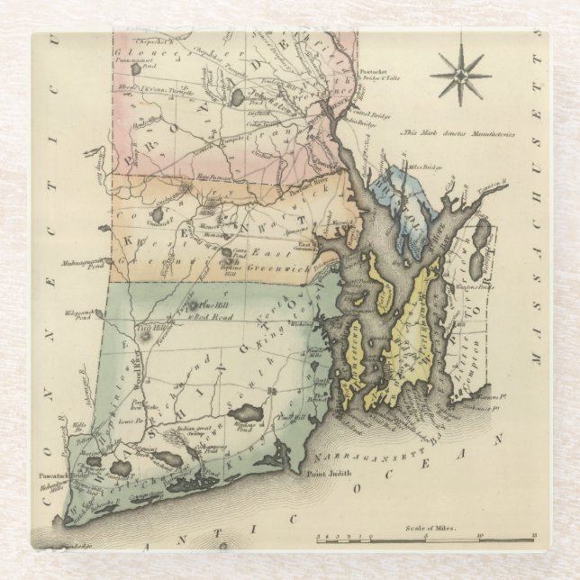 Rhode Island Glass Coaster (Front)