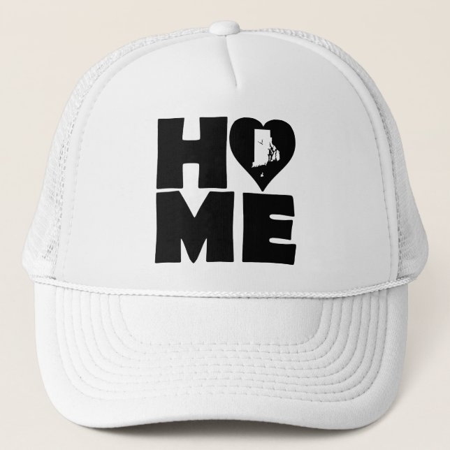 Rhode Island Home Heart State Ball Cap Trucker Hat (Front)