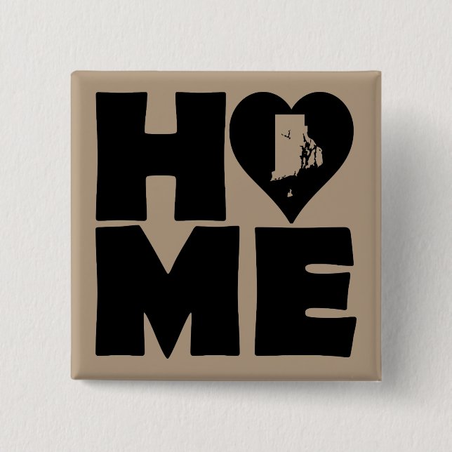 Rhode Island Home Heart State Button Badge Pin (Front)