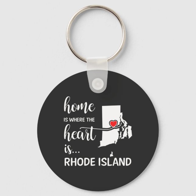 Rhode Island home is where the heart is Keychain (Front)