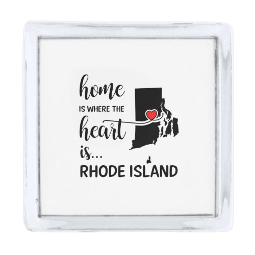 Rhode Island home is where the heart is Silver Finish Lapel Pin